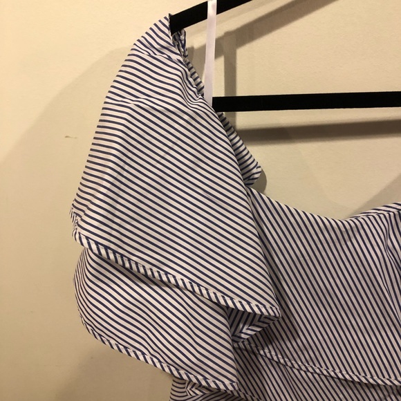 WHBM Women’s One-shoulder Striped Blouse Size 14 - Picture 5 of 8